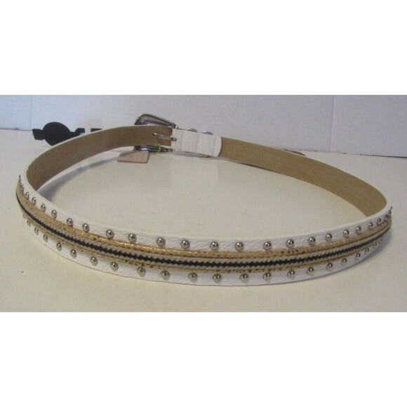 Streets Ahead Belt NWT White Leather Western USA Made Size L 22022 - Picture 7 of 9